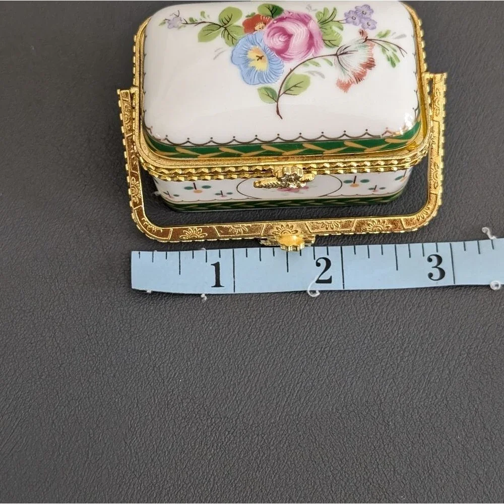 Vintage Porcelain Floral Trinket Box